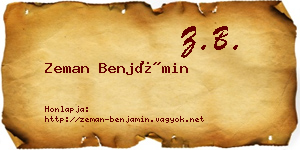 Zeman Benjámin névjegykártya